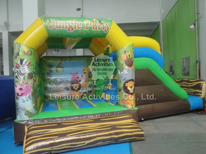 Small Inflatable Multiplay Bouncy Castles Jungle Party With Slide